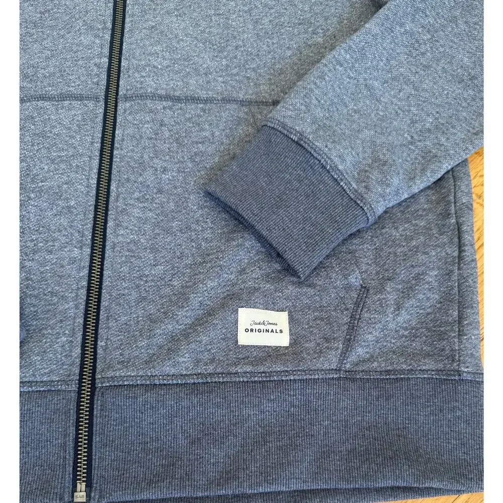 Jack & Jones Originals Men’s Large Blue Full Zip Hoodie Sweatshirt EUC